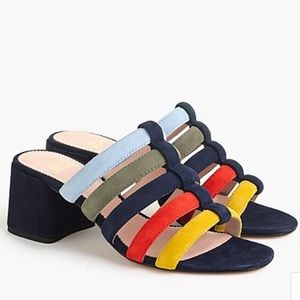 J. Crew Strappy Penny Slide Multicolored Sandals